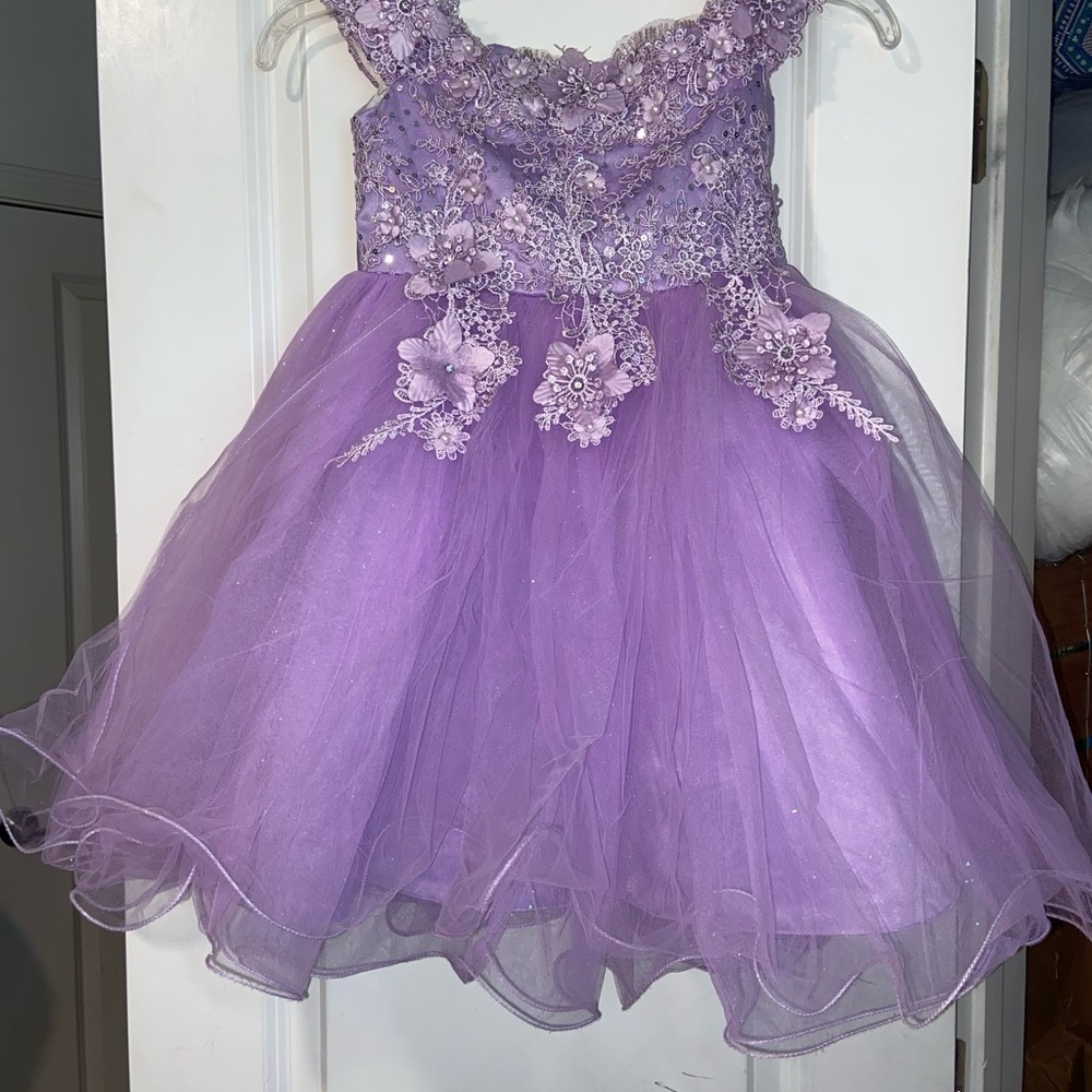 Purple Floral Kids Dress